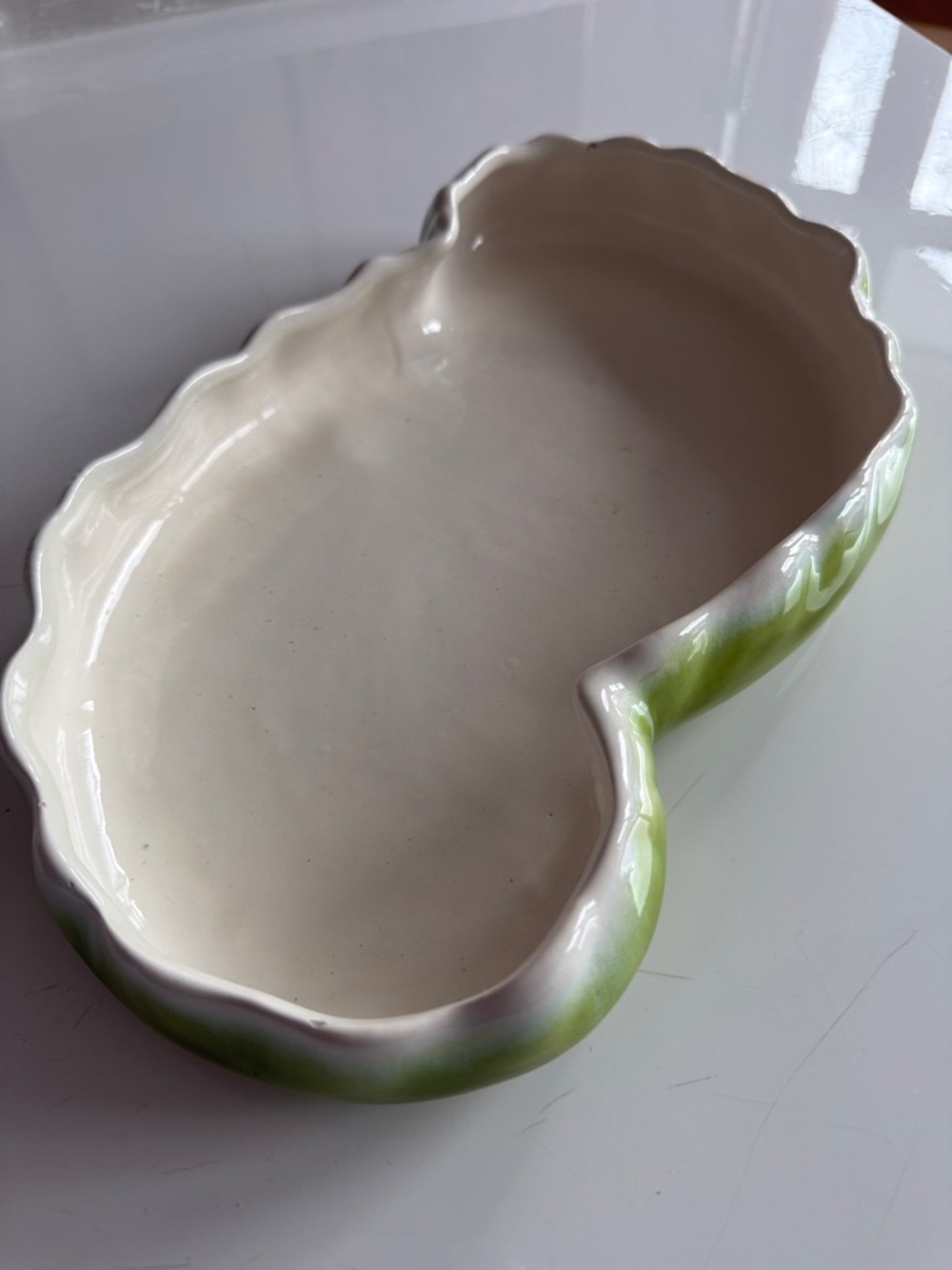 Haeger USA 1946 lotus float vintage chartreuse glazed dish garden planter - Picture 5 of 12